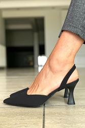 Jolie Siyah Süet Orta Topuklu(6 cm) Klasik Topuklu Ayakkabı