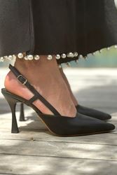 Clara Siyah Cilt Orta Topuklu(8 cm) Klasik Topuklu Ayakkabı 