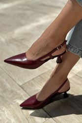 Sophie Bordo Rugan Alçak Topuklu(4 cm) Klasik Topuklu Ayakkabı 