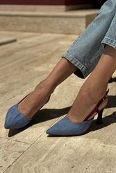 Jesica Mavi Multi Orta Topuklu(6 cm) Klasik Topuklu Ayakkabı