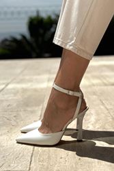 Mabel Beyaz Cilt Yüksek Topuklu (10 cm) Klasik Topuklu Ayakkabı